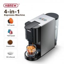 HiBREW Kaffeemaschine 5in1 Espresso mit mehreren Kapseln Dolce Milk&Nespresso&ESE Pod&Pulver Kaffeemaschine Edelstahl Metall H3A