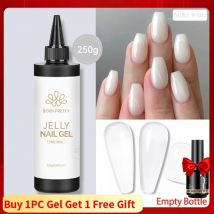 BORN PRETTY 250g HEMA TPO FREE Milky White Jelly Nude Gel Nail Polish Refilled Package Translucent Clear Semi Permanent Soak Off