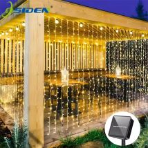 Solar Curtain Lights LED Solar Outdoor Waterproof Fairy lights With 8 Modes For Bedroom Window Patio Wedding Holiday Decorative