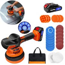 DayPlus Digital Display Cordless Car Buffer Polisher Machine Kit,2 Batteries,6 Speed,Portable Polishing Waxer for Waxing