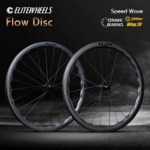 ELITEWHEELS FLOW Szosowy Zestaw Kół z Hamulcami Tarczowymi 700C 36T Wave Carbon, Profil 40/45mm, Szosowe Kółka Rowerowe Wing, 20 Szprych, Aero, Włókno Węglowe