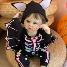 Halloween Baby wieder geborene Puppe 45cm Ganzkörper Vinyl 3d gemalt Neugeborenes mit Wurzelhaar Puppen Spielzeug für Kinder geschenke Muñecas wieder geboren