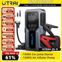 UTRAI 1500A Avviatore di emergenza per auto Accumulatori e caricabatterie di riserva Portatile 150PSI Pompa di aria Batteria per auto Booster di emergenza Dispositivo di avviamento Avviamento per auto