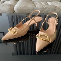 Kette Kätzchen High Heels für Frauen Mode spitzen Zehen Sling back Pumps elegante Büro Damen Stilettos Schuhe Herbst Absatz Panto letten
