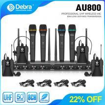 Debra UHF Drahtloses Mikrofonsystem AU800 AU400 AU200 für Bühnenauftritte, Karaoke, Handmikrofon oder Lavalier & Headset
