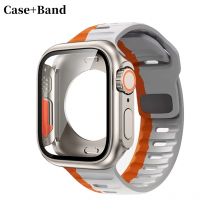 Silikonarmband + Hülle für Apple Watch Hülle 44 mm 45 mm 41 mm 40 mm Displayschutzfolien Wechseln Sie nach Ultra für iWatch Serie 8 7 SE 6 5 3