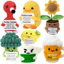 Bambola all'uncinetto con abbraccio tascabile a energia positiva, mini peluche fatto a mano lavorato a maglia con patate, tartarughe, verdure, anatra, regalo di supporto divertente con carta