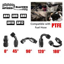 AN4/6/8/10/12 Dritto 0 ° /45 ° /90 ° /120 ° /180 °   Kit adattatore per tubo flessibile olio combustibile girevole grado PTFE nero