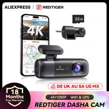 REDTIGER F9 Dash Cam 4K Telecamera per auto GPS WiFi anteriore e posteriore per modalità parcheggio Dvr per auto per registratore per auto per visione notturna tramite controllo app