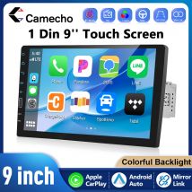Camecho 1Din Autoradio Universal 9 "pantalla táctil Radio de coche inalámbrico Android Auto Carplay Bluetooth FM Radio receptor Mirrrorlink