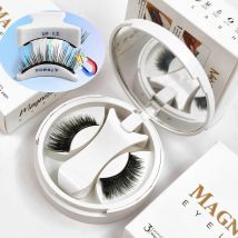 Magnetisches Wimpern-Set, 1 Paar, wiederverwendbar, kein Kleber erforderlich, falsche Wimpern mit magnetischer Pinzette, lockiges Kunstwimpern-Make-up-Werkzeug