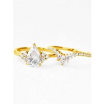 Kirin Palace Pear Cut Moissanite Ring 2PCS 100% 925 Silver Ring For Women White/Yellow/Rose Gold Plated Gift Engagement Jewelry