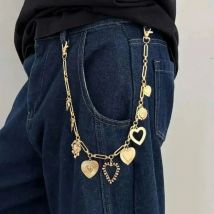 Salircon Hip Hop Liebe Herz Metall Schlüsselanhänger Taille Kette Jeans Kette für Männer Punk Hosen Jeans Hose Brieftasche Tasche Kette Y2K Schmuck