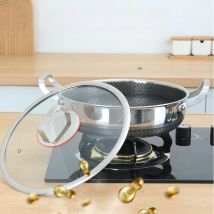 Doppel Ohr Bratpfanne Edelstahl Eintopf Topf Pfannkuchen Backblech mit Deckel Induktionsherd Gasherd Universal Antihaft-Topf