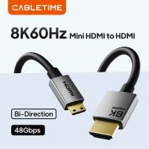 CABLETIME Mini HDMI zu HDMI Kabel HD 8K 60Hz High-Speed Mini HD 2.1 Kabel 48Gbps HDMI 2.1 Kabel für HDTV Tablet Kamera