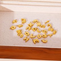 Trend Vintage Simple Gold Plated Alphabet Stainless Steel Waterproof Mini Letter Charms Fashion DIY Jewelry Accessories Earrings