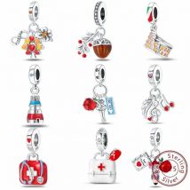 Charms passen 3 mm Original-Armbänder, Silber 925, Stering, medizinisches Set, gesunde Zähne, Perle, Honig, Nüsse, Anhänger, DIY-Schmuckherstellung