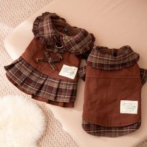 Herbst und Winter Haustier Plaid Paar Outfit Dünnes Kleid Hoodie Katze Teddy Jacke Hundekleider für kleine Hunde Welpenkleidung