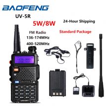 Baofeng UV-5R Radio UV5R 5W Walkie Talkie UV 5R 8W Ham Radio FM VHF UHF ze słuchawkami 1800mAh Bateria