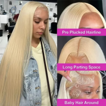 613 Blonde Straight Hd Transparent 13x6 Lace Frontal Wig 30 Inch 13x4 Brazilian Straight Human Hair Wig For Women