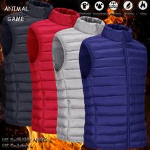 Animal Game Gilet casual da uomo Autunno Giacca leggera senza maniche Cerniera Capispalla Gilet Gilet da esterno Cappotti con tasche