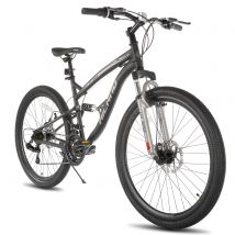 Mountain bike da uomo Hiland a sospensione completa, 21 velocità, ruota da 26 pollici, bici con doppio freno a disco per bicicletta per adulti da uomo e da donna