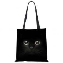 1pc Dame Designer Tragetaschen Schwarze Katze Gedruckt Leinen Stoff Eco Handtasche Einkaufen Büro Wiederverwendbare Casual Schulter Tasche