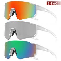 CRIXALIS 3-teilige Sonnenbrille mit extrem großem Rahmen und Punkten für Herren, weißer Rahmen, Radfahren, Skifahren und Snowboarden, Damen-Sonnenbrille, UV400