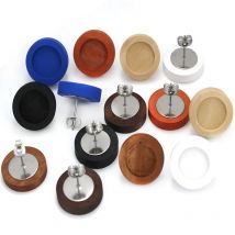10 pezzi cabochon in legno base per orecchini 12mm spazi vuoti orecchini in acciaio inossidabile post perno lunetta impostazione gioielli fai da te che fanno forniture