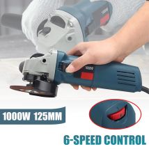 Amoladora angular eléctrica de 1000W, rectificadora con cable de 220V, 6 velocidades, 125MM, herramienta eléctrica de pulido y corte