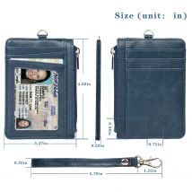 Luxuriöses PU-Leder mit mehreren Karten, Kredit-ID, Kartenhalter mit Reißverschluss, Geldbörse, Münze, Schlüsseltasche, Schlüsselanhänger mit Handschlaufe, Lanyard