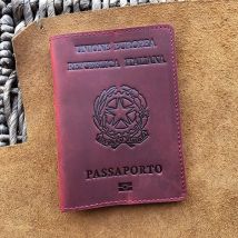 Italienische Reisepasshülle aus echtem Leder mit Namen, Business, Unisex, langlebiger