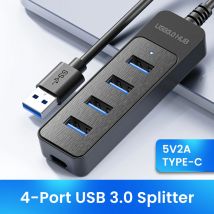 Hub USB 3.0 Elough a 4 Porte, Adattatore di Alimentazione Tipo-C, Docking Station per Computer, Espansore USB 2.0 ad Alta Velocità, Accessori per Computer