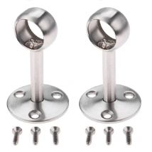 2 Stücke 19mm Edelstahl Mittelhalterung Kleiderschrank Schienenunterstützung Vorhangschienenhalterungen Hängende Stangenhalter für Badezimmer Küche