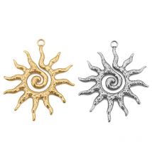 4 pz/lotto in Acciaio Inossidabile Oro Vintage Grande Fiore di Sole Pendenti con Ciondoli per Orecchino FAI DA TE Collana Creazione di Gioielli Ricerca di Accessori