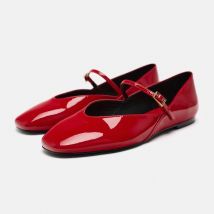 Frühling Designer Rot Frauen Ballett Schuhe Casual Runde Kappe Wohnungen Patent Leder Büro Weibliche Schuhe