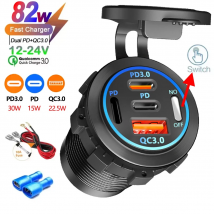 Caricabatteria da auto USB 2/3/4 porte PD QC 3.0 con presa voltmetro Adattatore presa di corrente impermeabile per 12V/24V Auto ATV Barca Vendita calda
