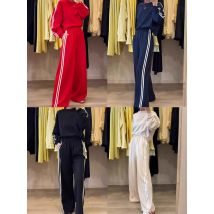 2025 New Tops Sets Women Autumn 2 Piece Sets Outfits Casual Sweatpants Versatile Long-sleeved Sweatshirts Coats Trousers