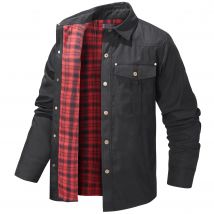 Herren Plus Revers Plaid Flanell Freizeitjacke Vintage Westernjacke für Herren