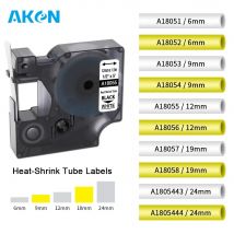 Cinta de etiquetas de Tubo termorretráctil Compatible con DYMO Industrial, tubos termorretráctiles para Rhino 18051 18052 18053, 6-24mm, 18054, 5200, 600