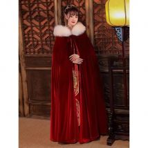 Maßgeschneiderter Velours-Brautumhang, burgunderfarbener Weihnachtsumhang, Kunstfell mit Kapuze, weinrot, Hochzeitsaccessoires, lange Wraps