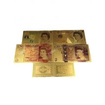 4pcs/lot UK Colorful Gold Banknote Pound Banknotes set in 24k Gold Plated Fake plastic Paper Money For Collection