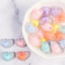 50 Stück gefrostete Acryl-Perlen in Liebesform, 17 x 13 mm, gemischte Farben, lose Perlen für DIY-Armbänder, Schlüsselanhänger, Schmuckherstellung, Zubehör