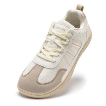 HOBIBEAR Unisex Wide Toe Shoes Barefoot Zero Drop Minimalist Sneakers Mesh Artificial Leather Patchwork Lace-up Shoes