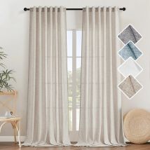 Leinen-Vorhänge aus 100 % halbschwarz, für Küche, Schlafzimmer, Wohnzimmer, Fensterbehandlung, einfarbige Vorhänge, individuelle Größe