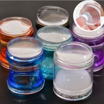 4 cm (1 Set) runder Gelee-Transfer-Malstempel mit Schaber, französische Nagelkunst-Werkzeuge, Maniküre, Trichterform, Bildplattenstempel