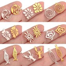 5 Teile/los Whirlpool Blume/Vortex Welle/Seefisch Charme Edelstahl Tropischen Ozean Anhänger DIY Armband Halskette schmuck Machen