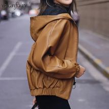 High-quality Genuine Leather Jacket Women's Hooded Leather Coat 2023 Spring Autumn Natural Sheepskin Short Motorcycle Jacket FCY