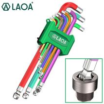 LAOA 9 pezzi Set di chiavi a brugola Kit di chiavi per vite a brugola Set di chiavi esagonali a braccio lungo da 1,5 mm a 10 mm Utensili manuali per chiavi esagonali