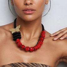Statement Beads Necklace Butterfly Design Handmade for Woman Wedding Party Jewelry